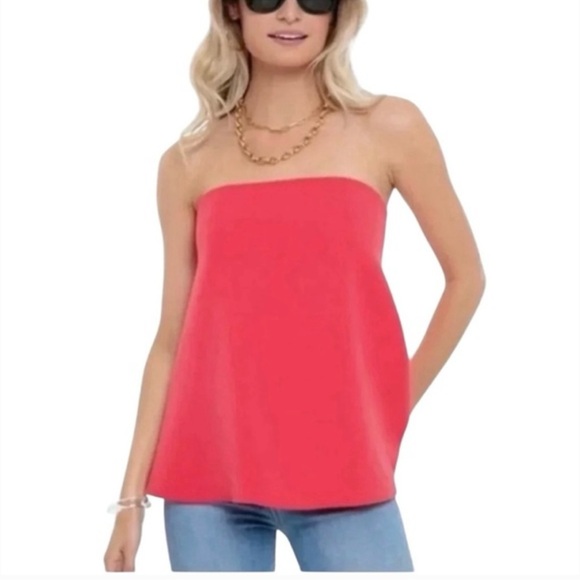 Tuckernuck Marin Crepe Strapless Top in Guava Pink Boned Corseted Bustier SZ: M - Picture 9 of 9